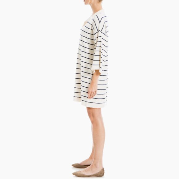 Johnny Collar Sweater Dress MAX STUDIO SZ X LARGE Striped Cream NWT - Picture 3 of 7